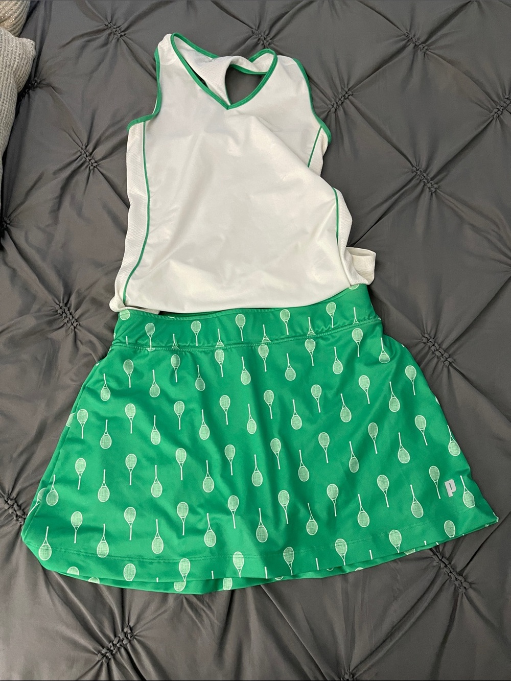 Prince White & Green Tennis Dress with Racket Print